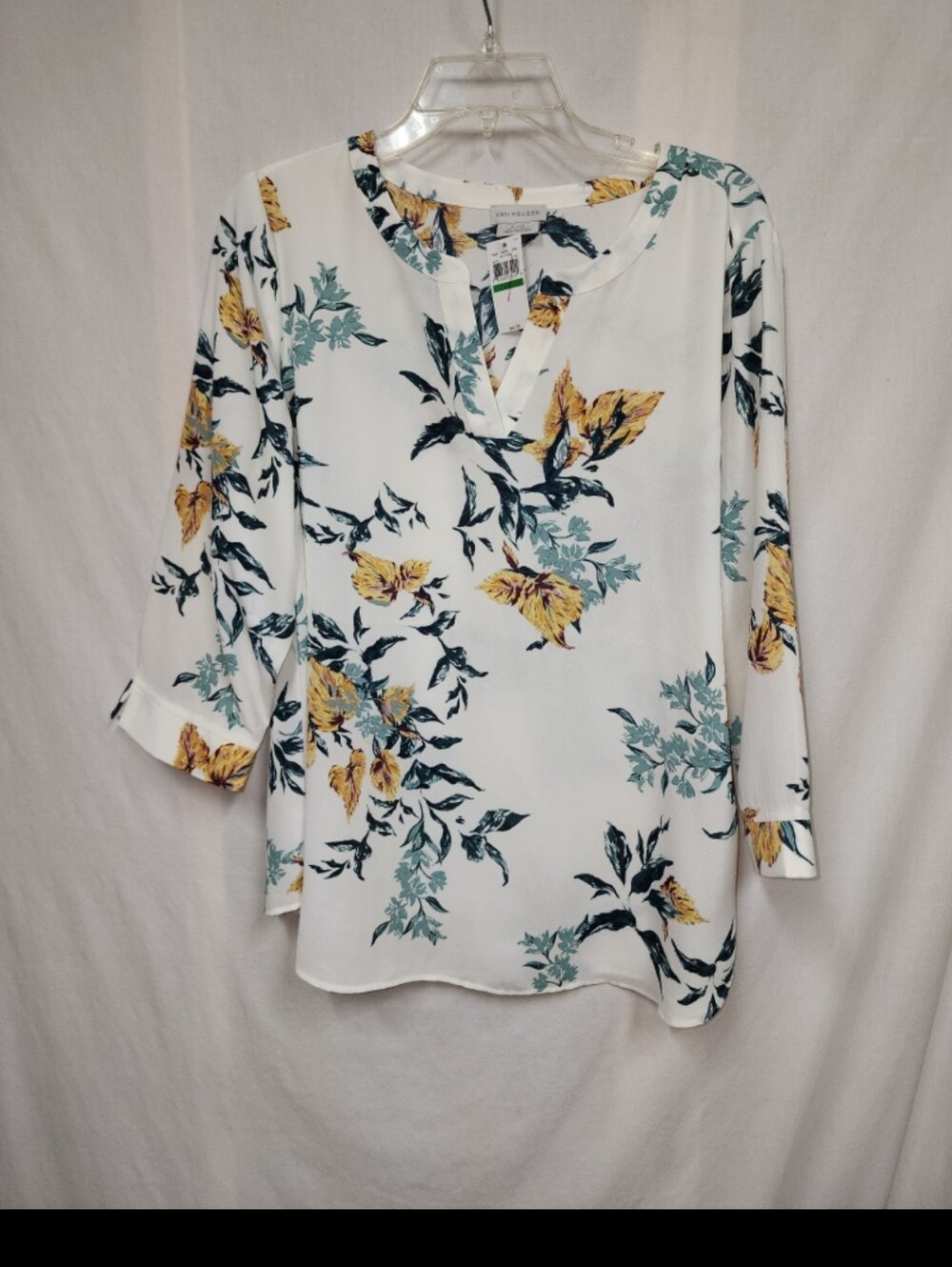 Van heusen womens size large white green floral top